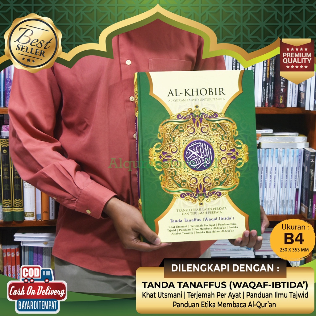 Al Quran Al-Khobir B4 Jumbo Tanda Tanaffus/Waqaf Ibtida Al Quran Lansia Super Jumbo Terjemah Dan Ter