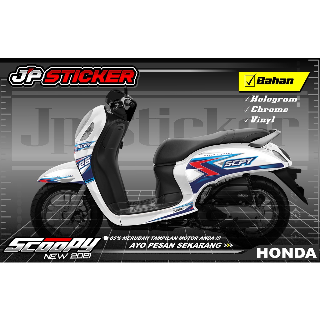 Stiker Striping Dekal Motor Honda Scoopy Thn 2021 Variasi Racing simple keren (JP.S2) 07