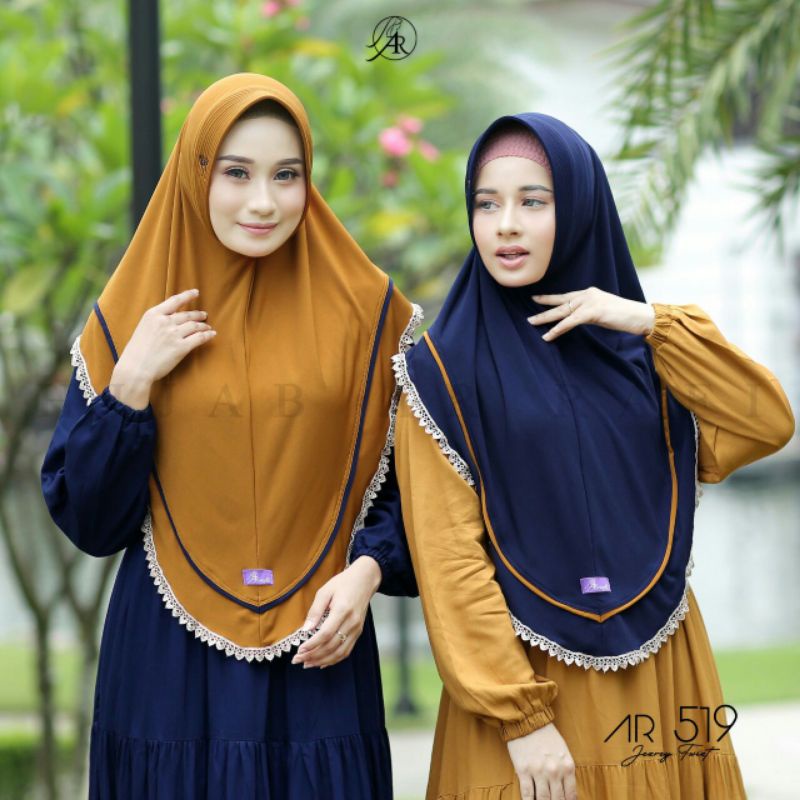 HIJAB ARRAFI AR 519 || JILBAB RENDA JERSEY TWIST