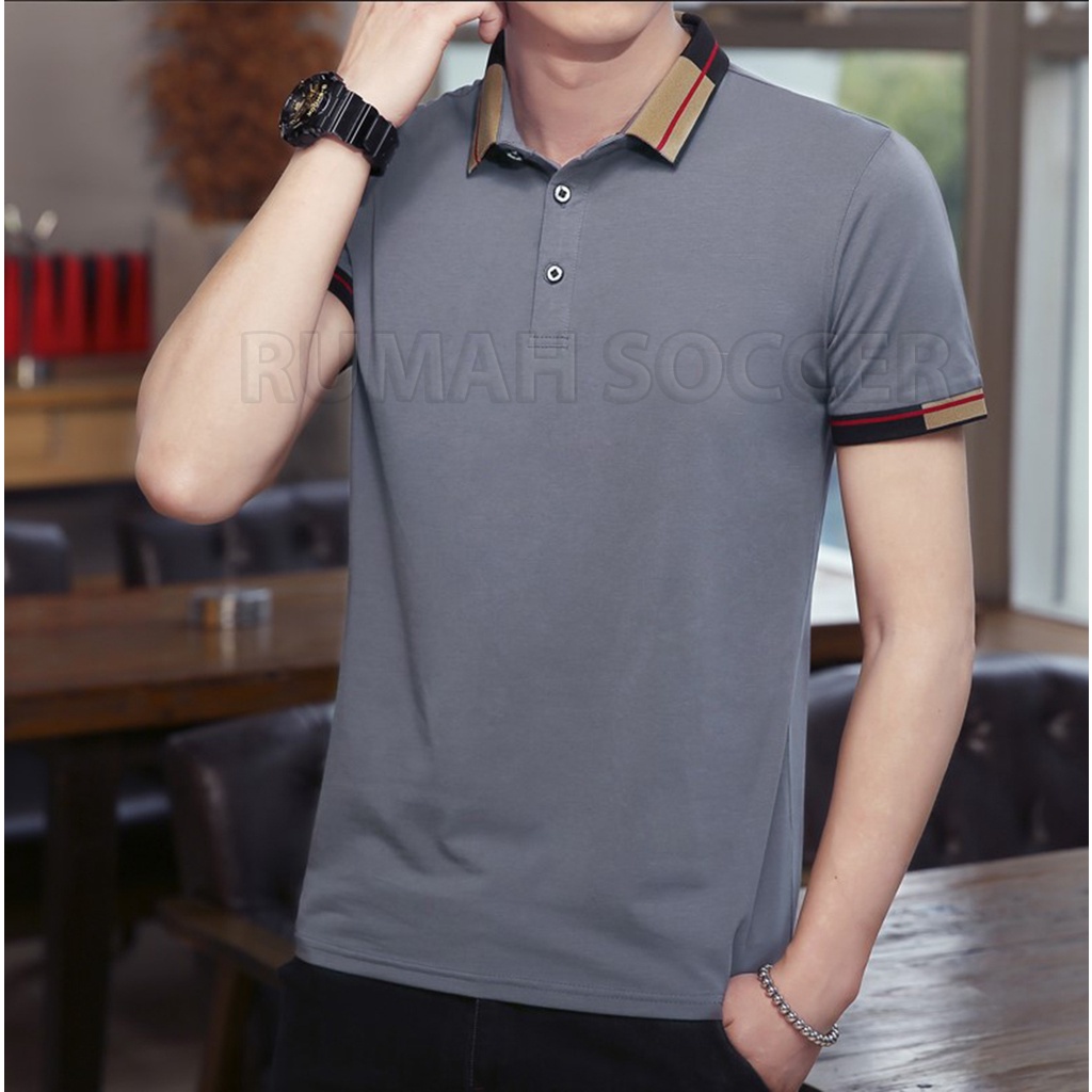 ALTRON - Kaos Pria Formal Lengan Pendek Kerah Polo Shirt Man Dewasa Bahan Katun Adem