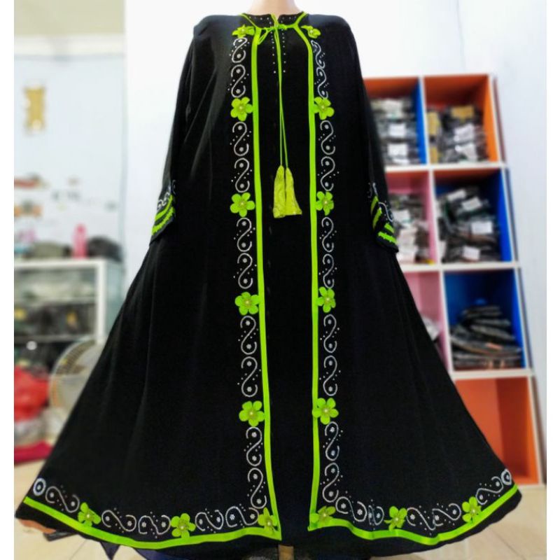 Abaya Aurora Best Seller Abaya Jetblack Gamis khas Temboro