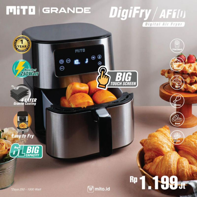 Mito Air Fryer AF10 Grande Mito Digifry AF 10 Kapasitas 6 Liter