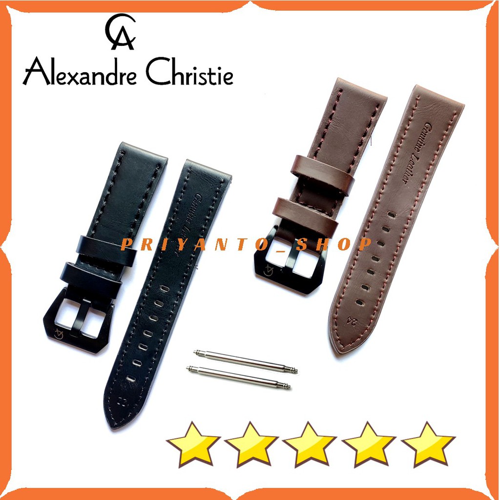 STRAP LEATHERS TALI JAM KULIT ALEXSANDER CHRSTIE AC 22MM 24MM FREE PEN