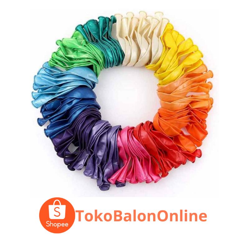 Balon Latex Polos Tebal Metalik Doff Pastel ukuran 12" inci karet latex ulang tahun happy birthday b