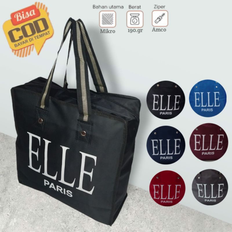 Shopping Bag Tas Belanja Lipat Serbaguna Elle Paris Tas Travel Mudik wadah Baju Tas Loundry Cucian Tas Serut Tote Bag Tas Belanja Kain Lipat Anyaman Karung Ukuran Kecil Sedang super Jumbo