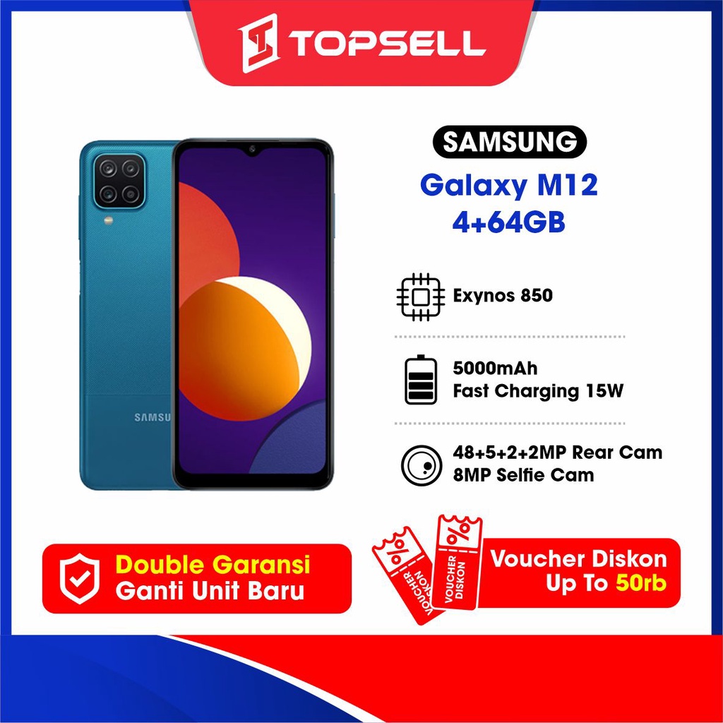 Samsung M12 4GB / 64GB Original Garansi resmi SEIN 1 Tahun [Gratis Asuransi]
