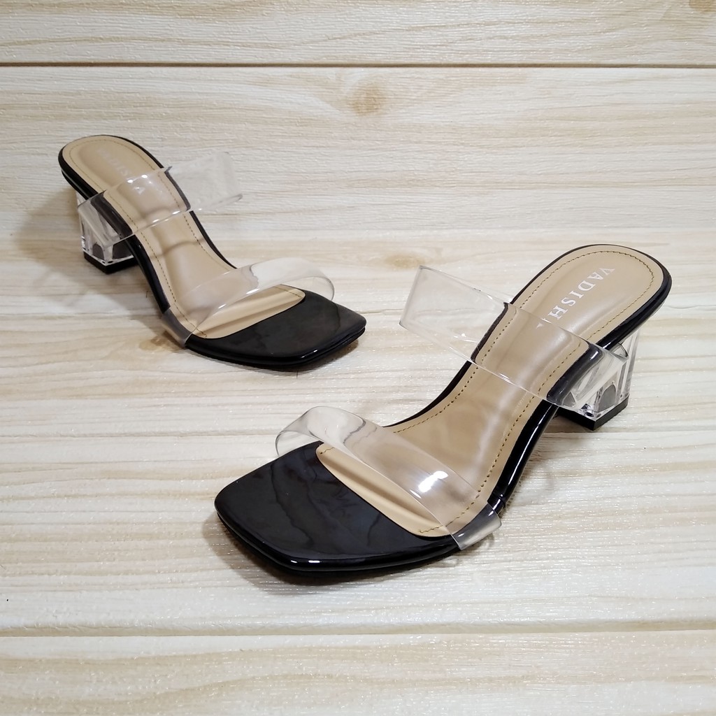 Sendal Wanita Naomira Hak  Kaca  7 Cm Anara shoes Shopee 