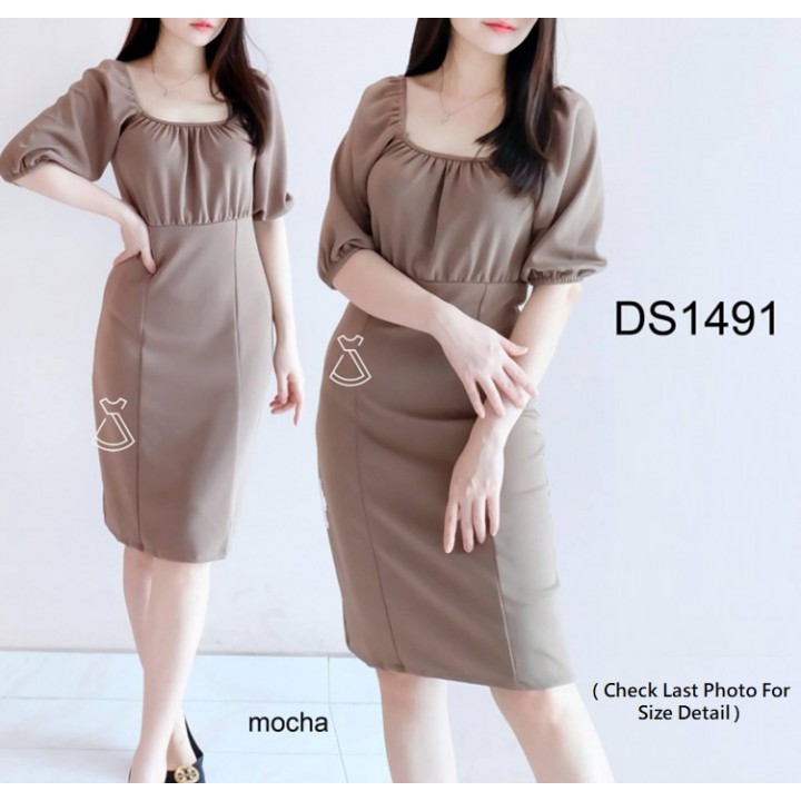 DS1491 - DRESS PESTA SABRINA BASIC SCUBA POLOS DRESS KANTOR SEPAN WANITA MURAH