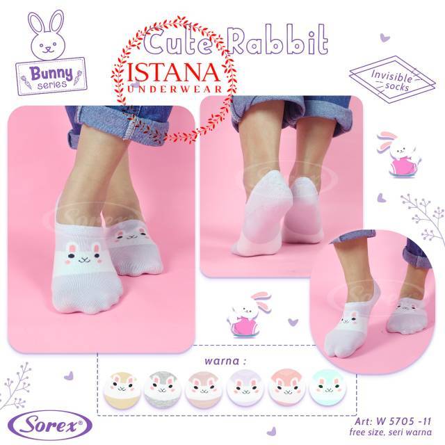 Invisible girl socks kaos kaki invisible wanita SOREX cute rabbit