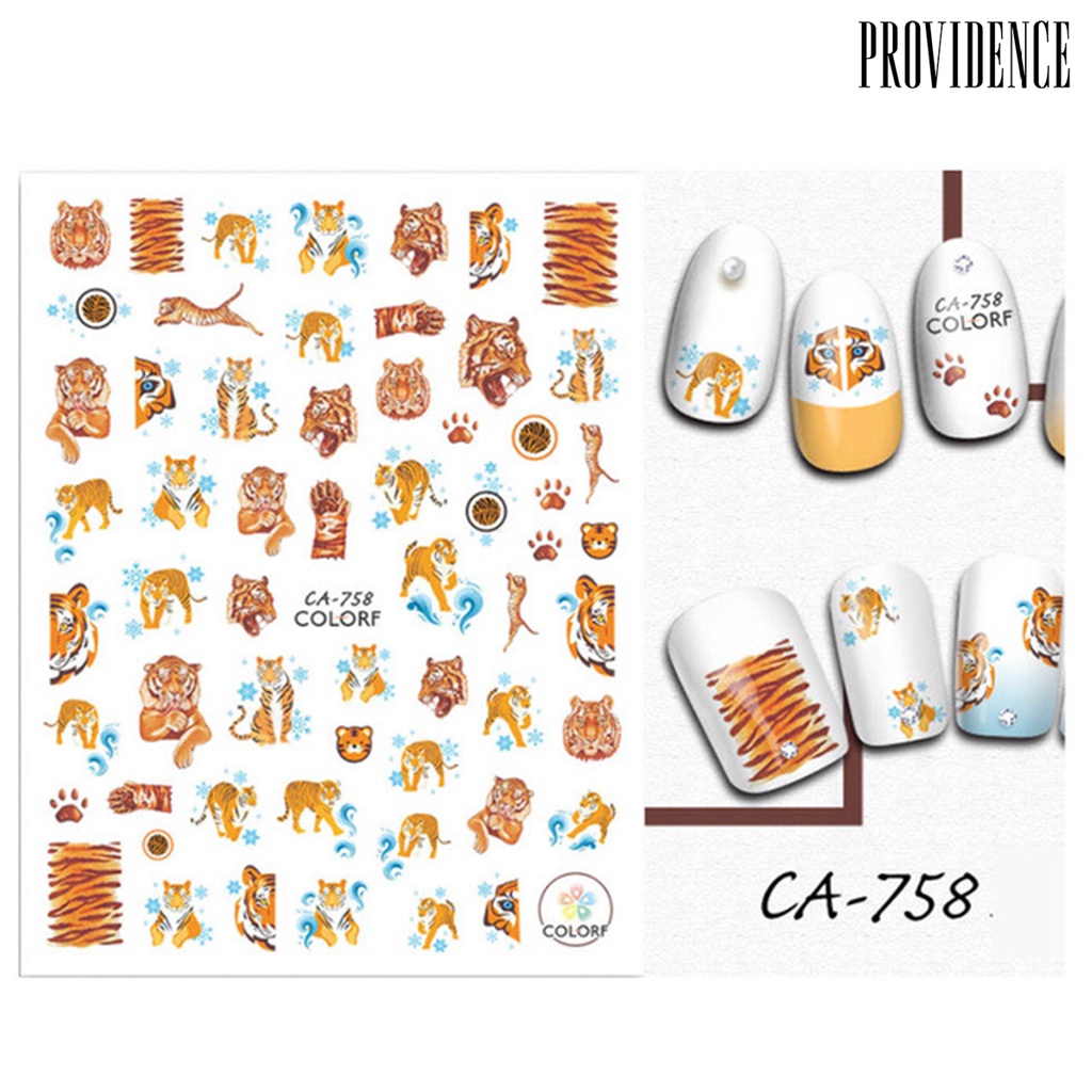 Providence 3pcs / Set Stiker Kuku 3d Ultra Tipis Motif Leopard / Macan Untuk Nail Art / Manicure