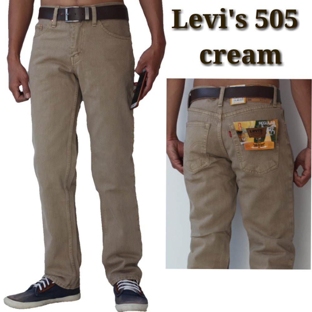 PREMIUM  CELANA JEANS LEVIS 505 REGULAR CREAM PREMIUM