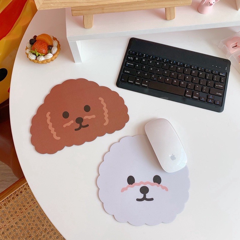 Mouse Pad Poodle Dog Korean Bichon Kawaii Cute | Mousepad Anjing Import Korea Hadiah Natal Christmas