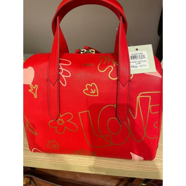 f o s s i l sydney satchel red love