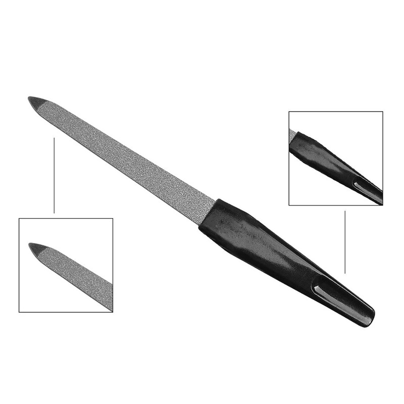 [5 Pcs/Set Black Handle Metal Double Sided Nail Files Strong Edge Manicure Grooming] [DIY Nail Art Tools] [Professional Manicure Accessories]