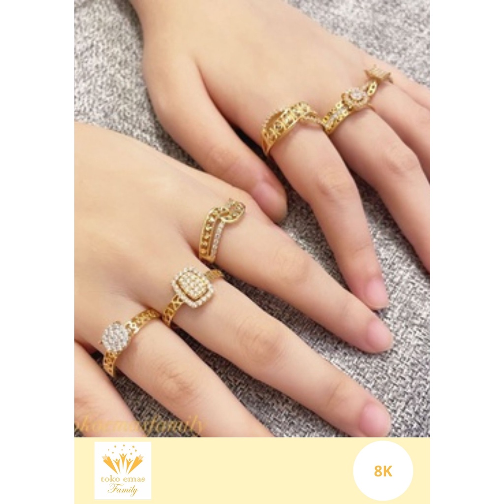 Cincin Emas Kadar 375 Gold & White Variasi 1 - 3 Gram an