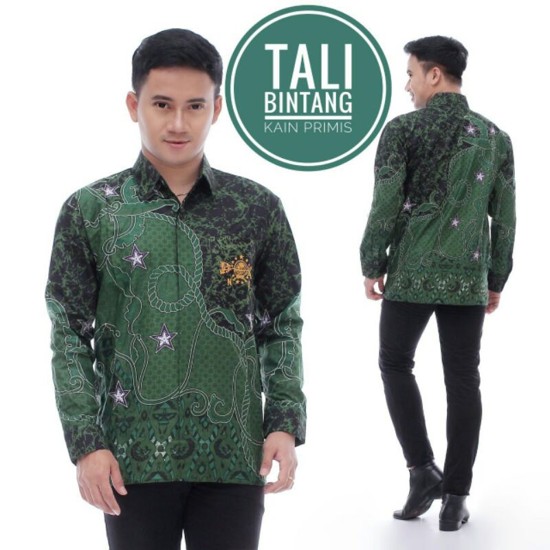 New Baju Batik Nu Pria Termurah Lengan Panjang Motif Tali Bintang