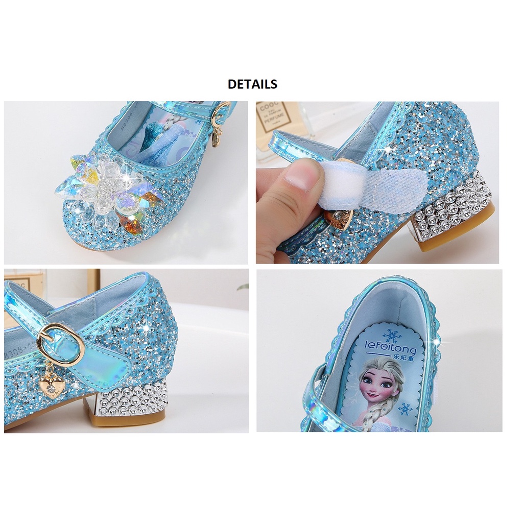 SEPATU ANAK PEREMPUAN KRISTAL ELSA FROZEN SEPATU HAK TINGGI TAHU ANAK BLINK GLITTER PH 8308-10