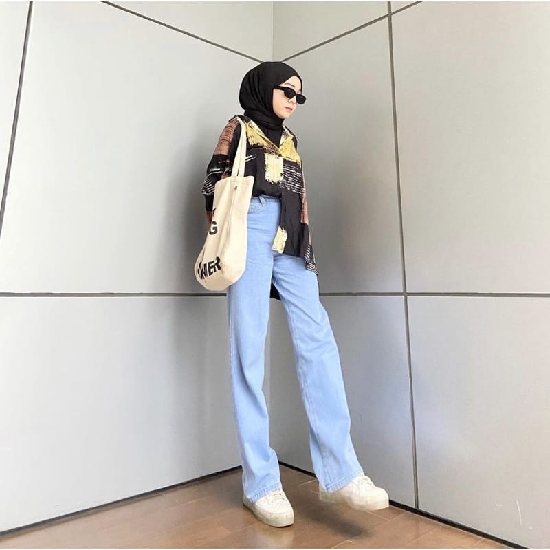 CELANA BOYFRIEND - CELANA LEVIS WANITA - CELANA JEANS WANITA - CELANA BOYFRIEND WANITA TERBARU - CELANA KULOT PANJANG WANITA - CELANA KULOT LOOSE - Celana jeans kulot Loose Bahan denim teb