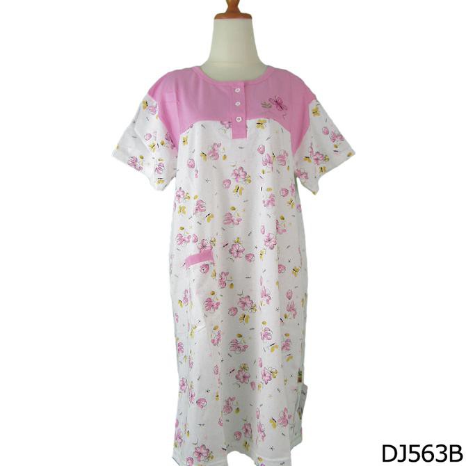 Baju Tidur Kaos Daster Jumbo Big Size - Merah Muda Bahan Daster Adem