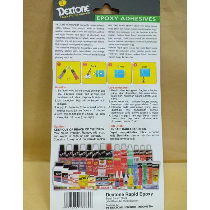 

Lem Epoxy Rapid Dextone 5 Menit Bening/ Lem Campur Rapid Murah