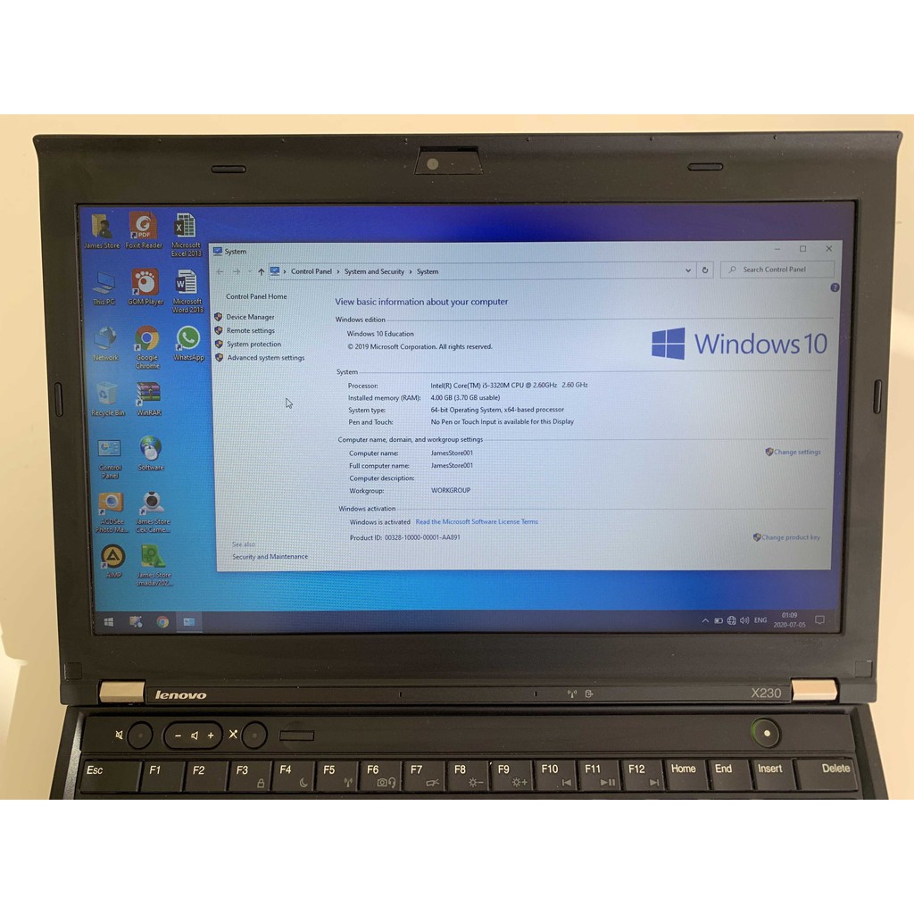 Laptop-Murah-Lenovo Thinkpad-X230-Corei3Gen3-Ram4G-HDD320G-Kamera-DVD-Design-Gaming-Win10-Siap Pakai