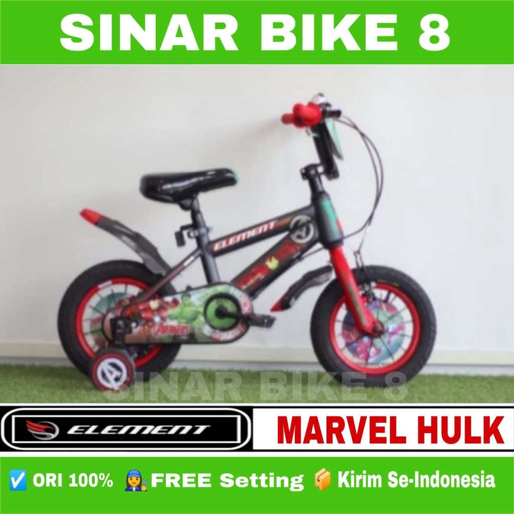 Sepeda Anak Laki Ukuran 12&quot;, 16&quot; dan 18 Inch BMX ELEMENT MARVEL HULK