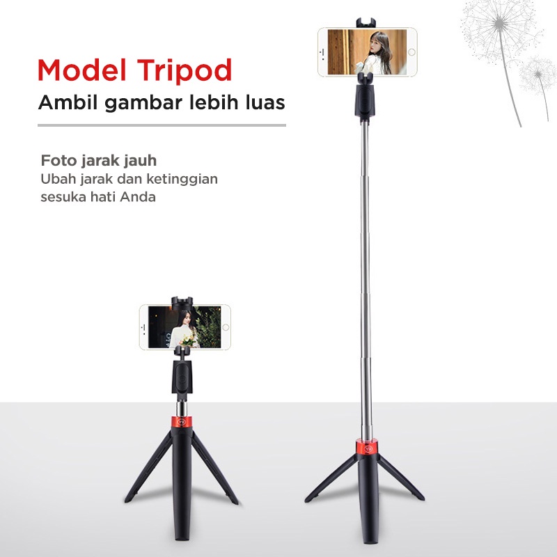 Tongkat Selfie Bluetooth Dengan Remote Tomsis + Tripod Selfie Stick