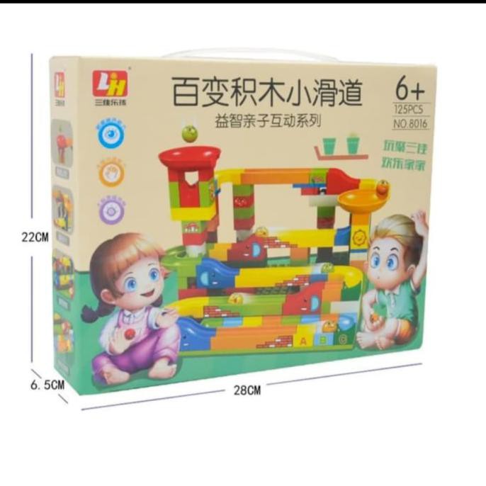 Hemat Mainan Anak Lego Diy Seluncur Bola/ Lego Duplo Race 125Pcs Hemat