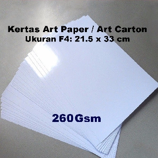 Kertas Art Paper / Art Carton 260 Gsm – F4 (21.5 x 33cm)