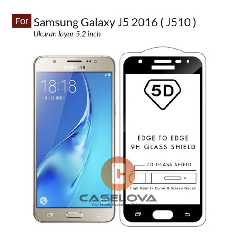 TEMPERED GLASS FULL LEM SAMSUNG J5 2015 J500 J5 2016 J510 BLACK WHITE - BC