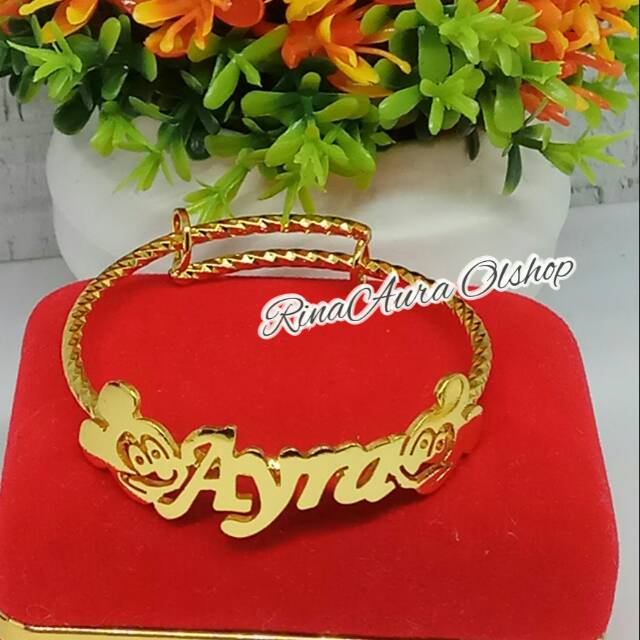 Gelang Nama Bayi Anak Dewasa Lapis Emas