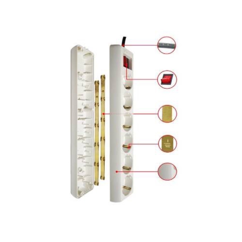 VETTO Stop Kontak 6 Lubang 3 Meter Full SNI V8206/3M