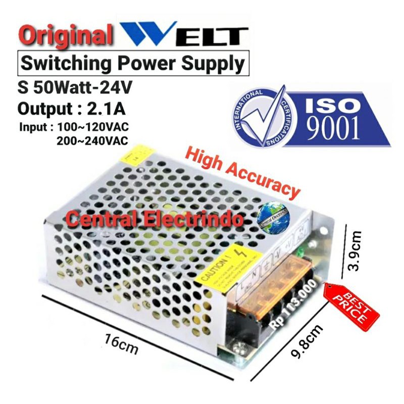 Power Supply 24V 2.1A 50Watt WELT High Quality.