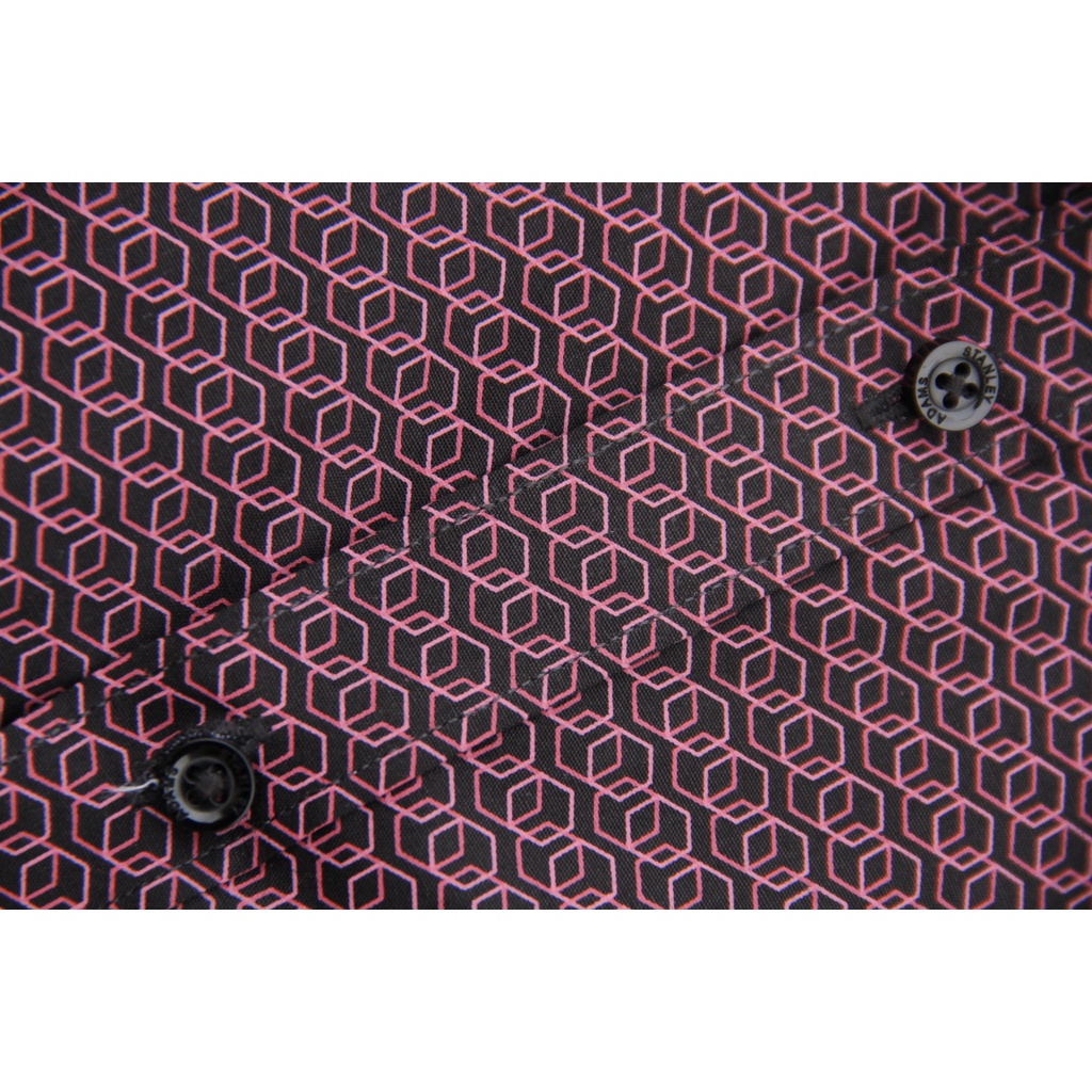 Kemeja Kerja  Formal STANLEY ADAMS Reguler Fit Hitam Motif Merah Maroon Lengan Panjang 04 | Hem Ukuran Big Jumbo Size S M L XL XXL XXXL 2XL 3XL 14.5 15 15.5 16 16.5 17