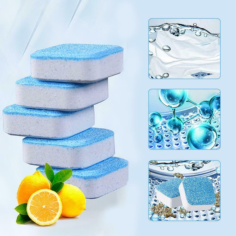 ★12pcs★ Tablet Pembersih Mesin Cuci Anti Bakteri/Tablet Pembersih Mesin Cuci Deep Cleaning/Washing Machine Cleaning Tablet/Bubuk Pembersih Drum Mesin Cuci