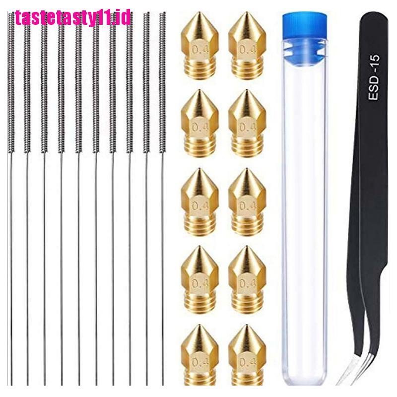 21pcs Kit Pembersih Nozzle Mk8 0.4mm Mk8 Jarum Pinset Untuk Printer 3D