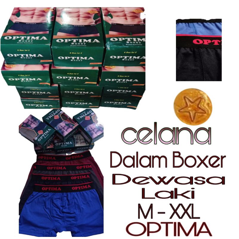 Celana boxer pria Optima isi 2pcs / celana dalam boxer cowok murah / celana dalam segi empat