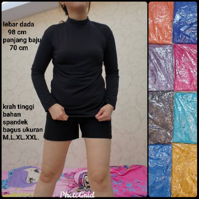 krah leher tinggi Spandek M,L,XL,XXL spandek kaos dalaman adem