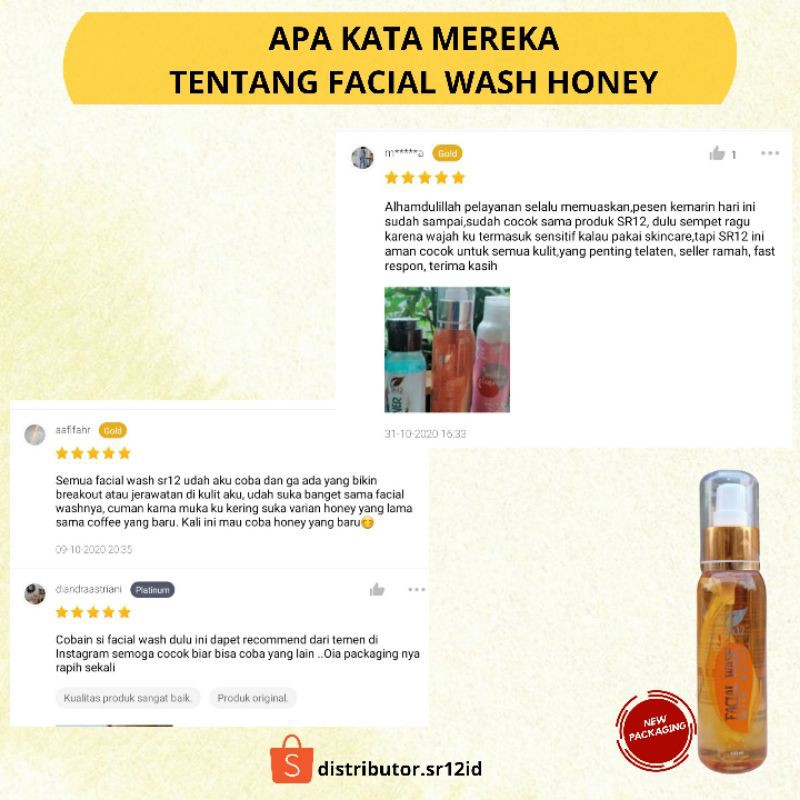 Facial Wash Honey SR12 100 ml Sabun Cair Sabun Herbal Sabun Muka Pembersih Wajah Kulit Normal Kering