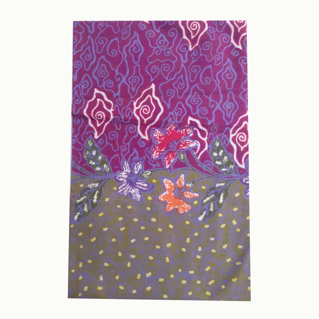 Kain Batik Cap Tumpal Motif Mega Mendung Ungu Katun Primis Berkualitas