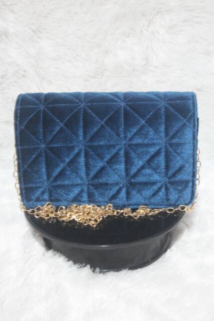 TAS IMPORT SLING BAG BLUDRU WANITA KOREA ORIGINAL BLUE DIAMOND