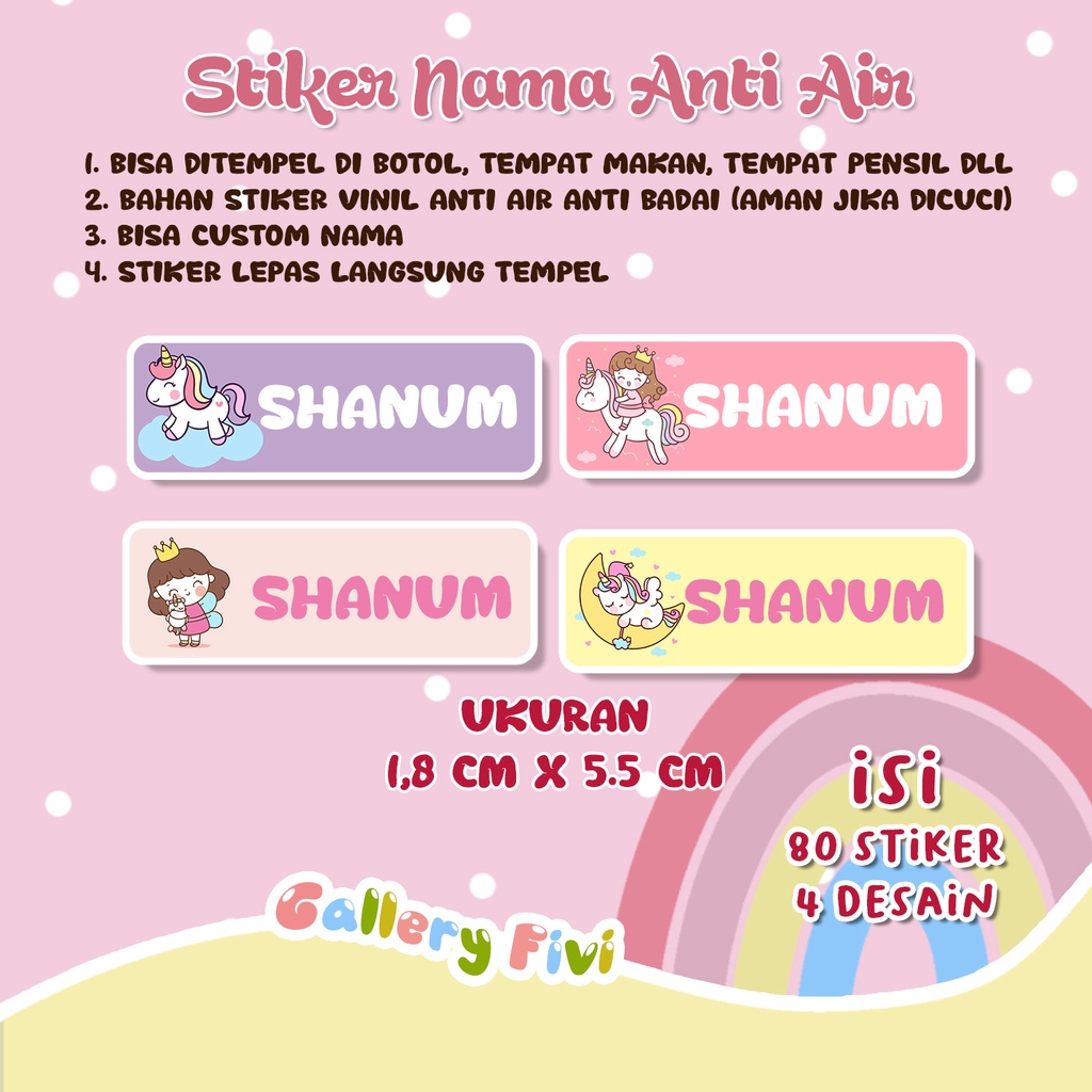 

[GALLERYFIVI] STIKER NAMA ANAK LUCU CUSTOM MURAH ANTI AIR