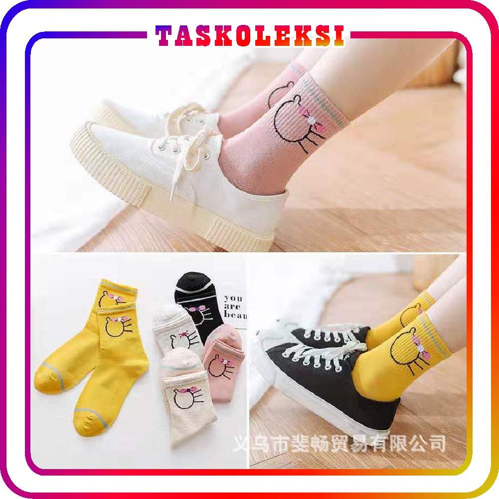 ☛TK☚ KAOS KAKI UNISEX PANJANG DIATAS MATA KAKI MOTIF GARIS BUAH POLOS KUALITAS PREMIUM K016