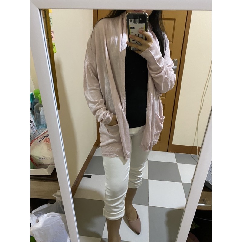 tc-80 thrift pink lilac purple cardigan outer uniqlo h&m