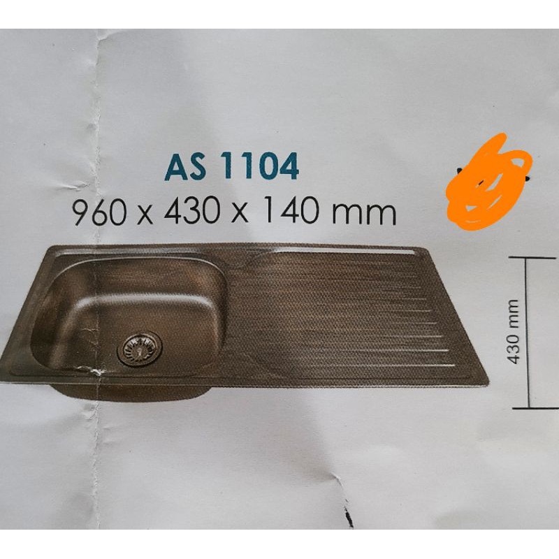 bak cuci piring stenlis 96cm