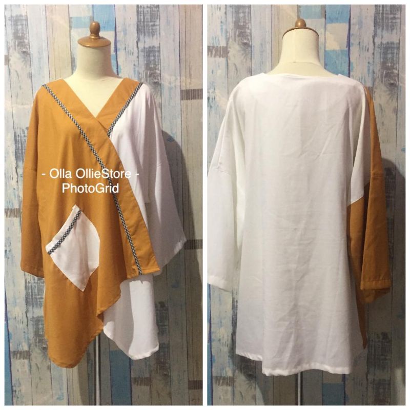 Blus Wanita Putih Kuning Mustard Ukuran Jumbo