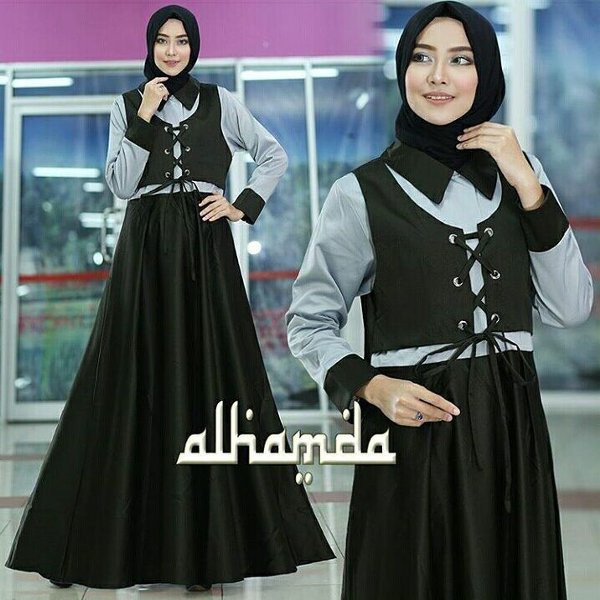 Baju Original Meidina Maxi Dress Muslim Modern Panjang Hijab Fashion Perempuan Casual Gamis Pakaian