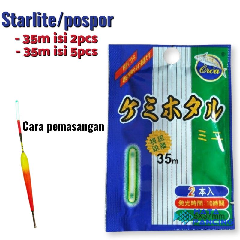 Starlite light stick orca 35m isi 2pcs dan 5pcs per bungkus dipasang di atas pelampung pancing kolam sungai atau galatama