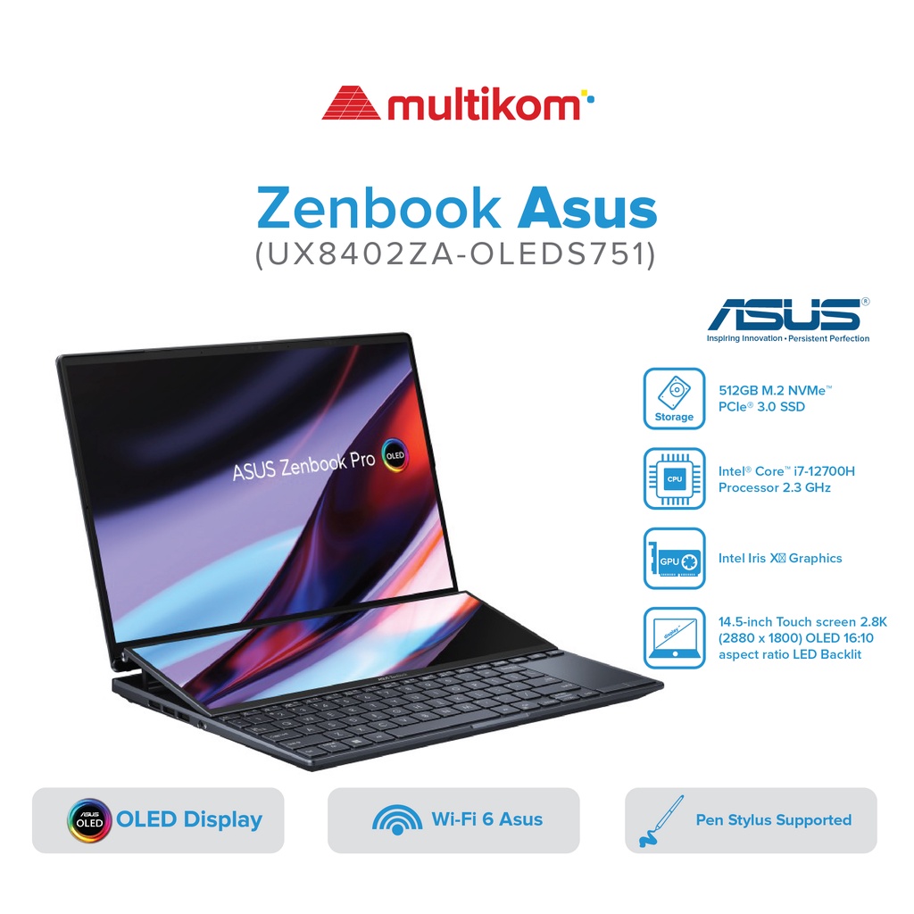 ASUS ZenBook Pro Duo UX8402ZA OLEDS751 I7-12700H 16GB 512GB TOUCH