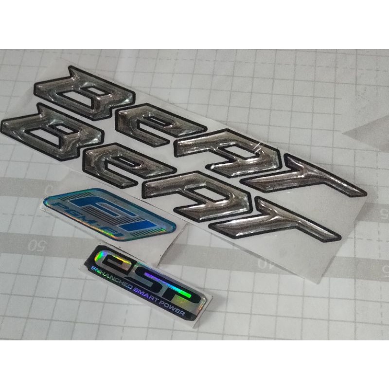 stiker timbul emblem logo honda beat satu set KANAN KIRI + Emble FI ESP
